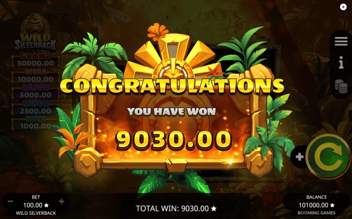 Wild Silverback - heildarvinningur í Free Spins umferð
